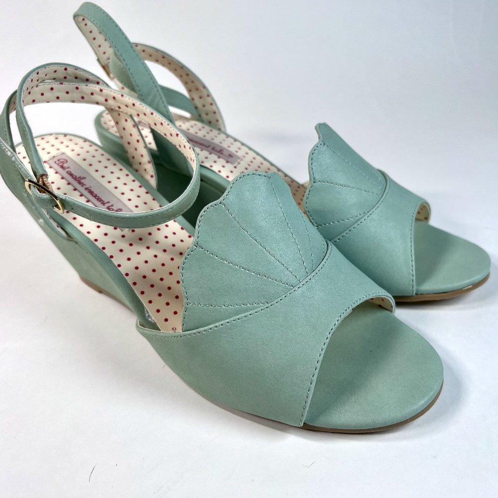 BAIT Footwear Desi Mint Wedge 1940s Vintage Style 10 New in Box!